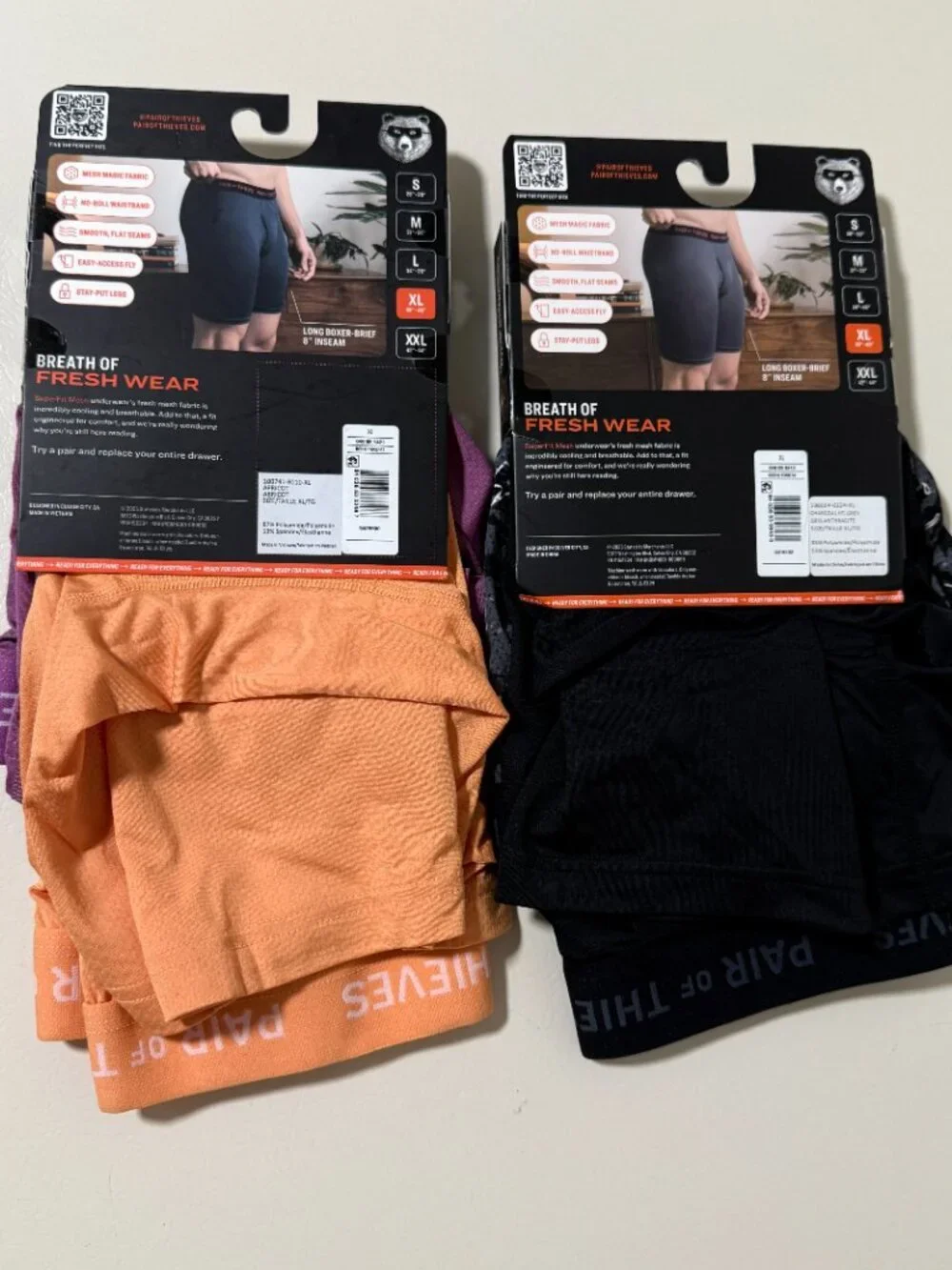 Bundle of (2) 2-Pk Pair of Thieves Super Fit Long Boxer Briefs XL